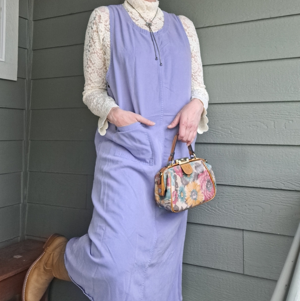 Vintage Lavender Maxi Dress with Pockets